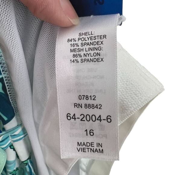 Swimsuits For All Plus Size Lightweight Blouson Tankini Top Size 16 Teal Ropes - Picture 4 of 5